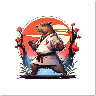 karate capybara Posters and Art